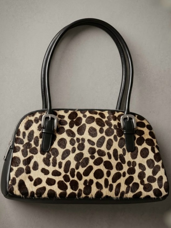 Express Handbags - EXPRESS || Vintage Leopard Print Zip Handbag – Faux Fur Calf Hair Satchel